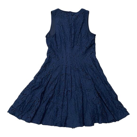 Betsey Johnson Fit & Flare Dress Size 6 Navy Blue Sleeveless Front Zip Zipper - Picture 2 of 8